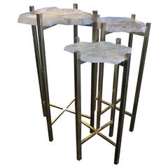 1970s Italian Gypsum Crystals Side Tables