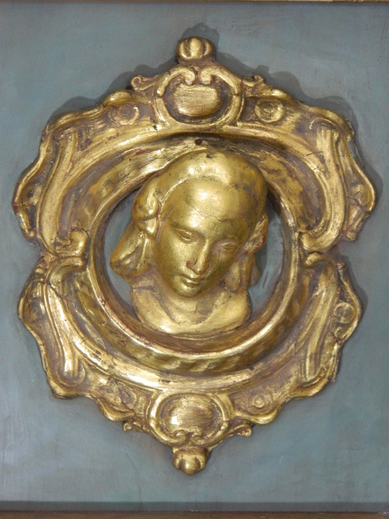 Wood Pair of Framed Italian 23K Gold Leaf Renaissance Figures, 20th Century For Sale