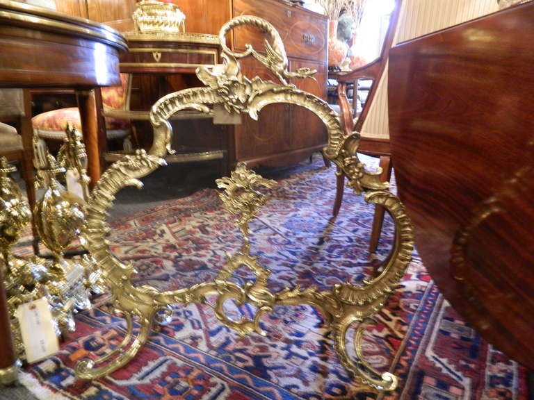 19th Century French Brass Fire Screen in the Rococo Style For Sale 3
