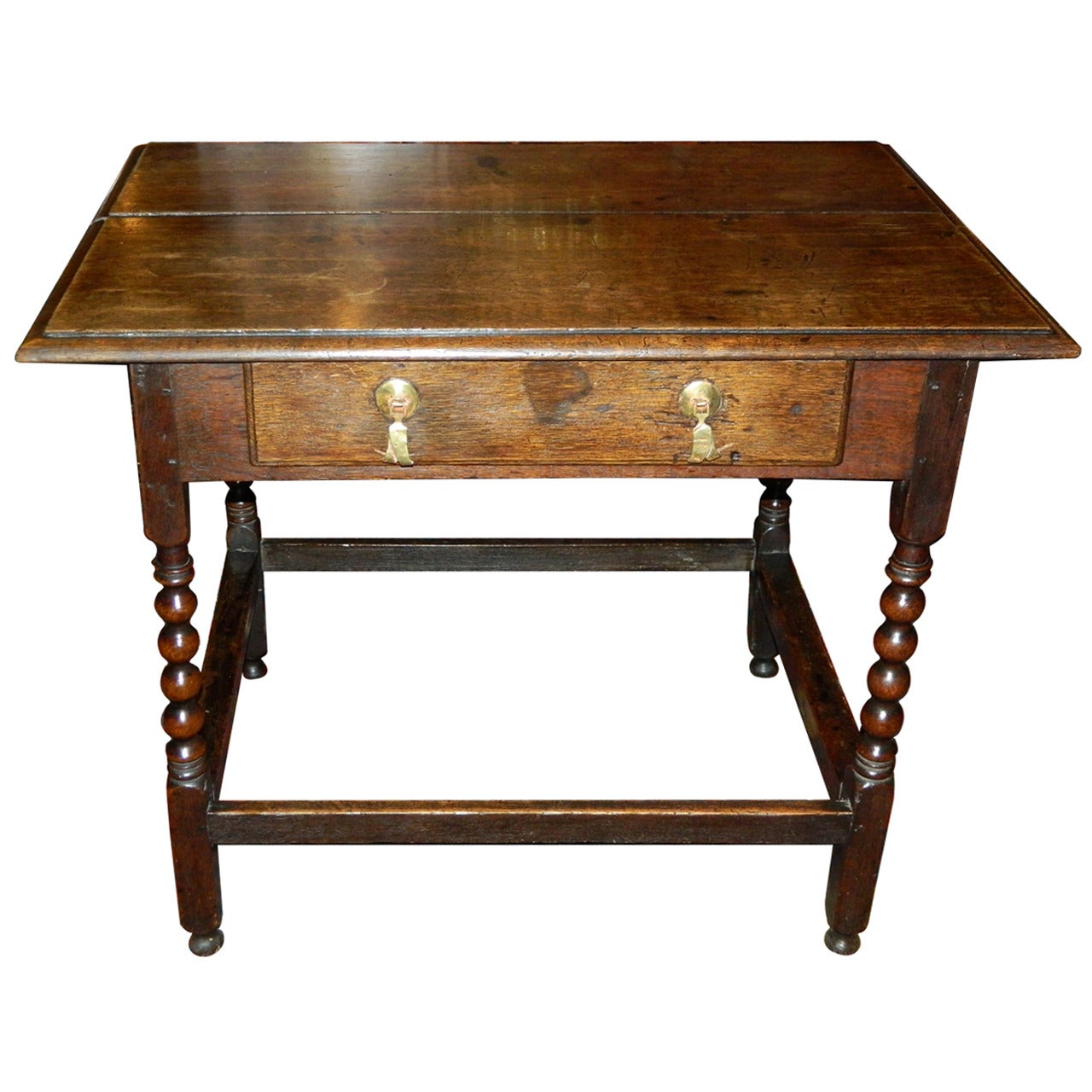 English Oak Bobbin Turned Legs Side Table, Circa 1820