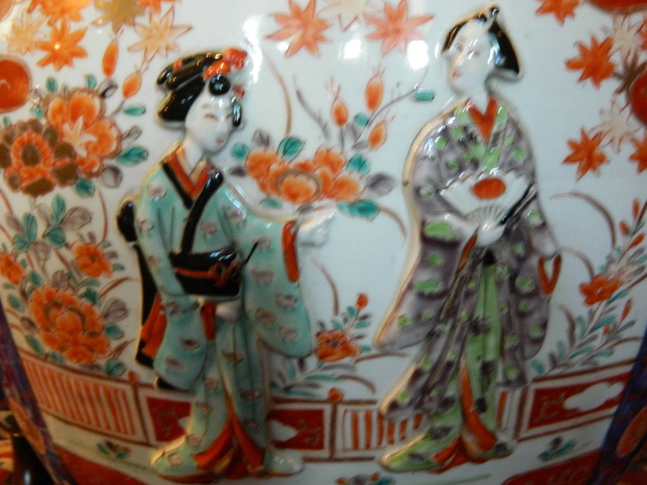 Imari Jardiniere or Fish Bowl with Relief Design, 19th Century 4