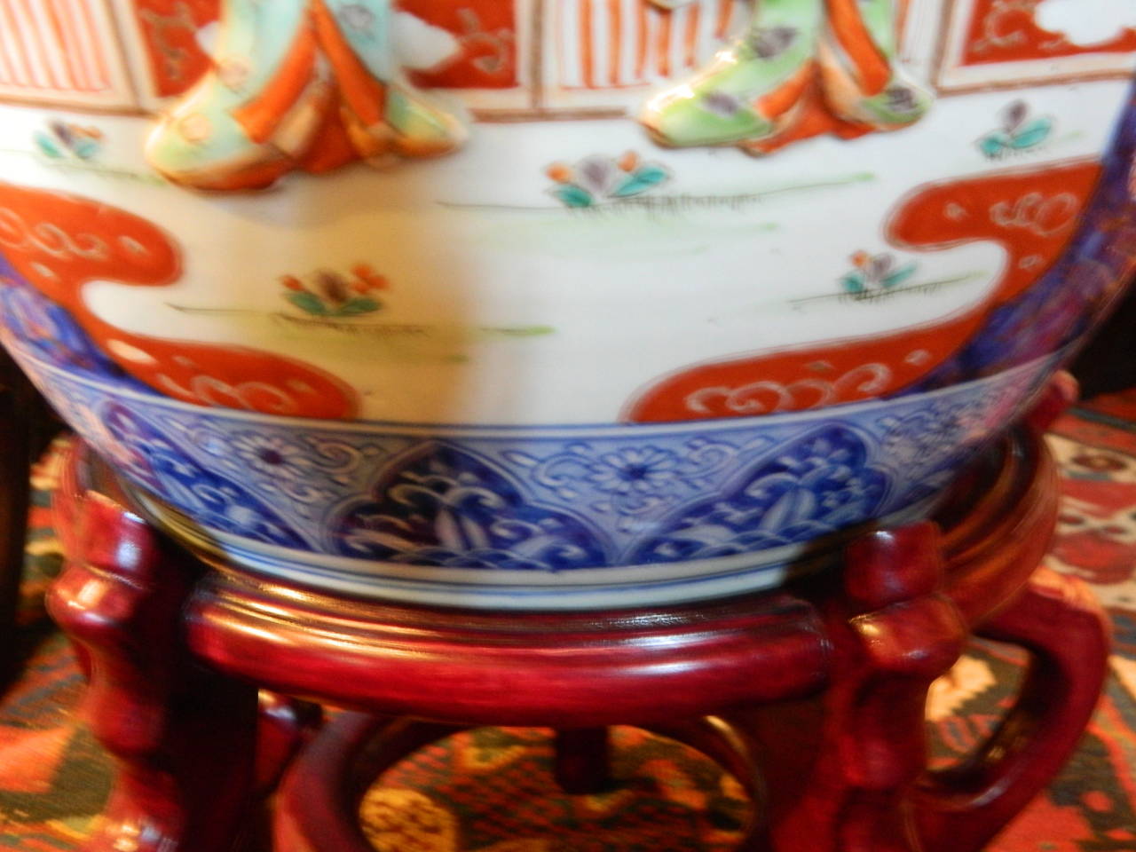 Imari Jardiniere or Fish Bowl with Relief Design, 19th Century 5