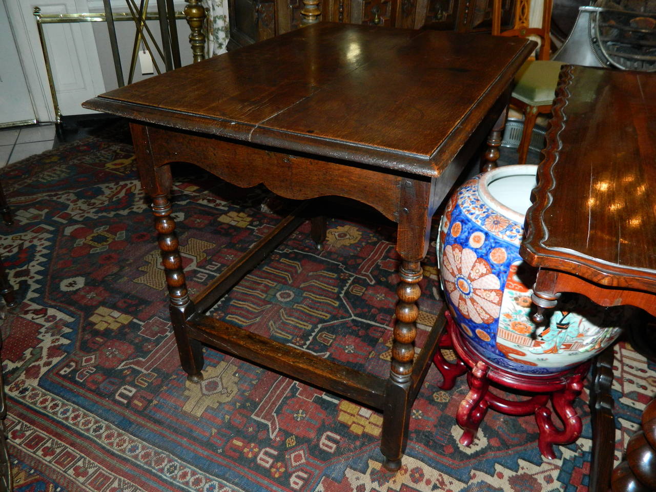 English Oak Bobbin Turned Legs Side Table, Circa 1820 2