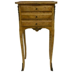19th Century Blond Burl Wood Side Table with Bronze Ormolu