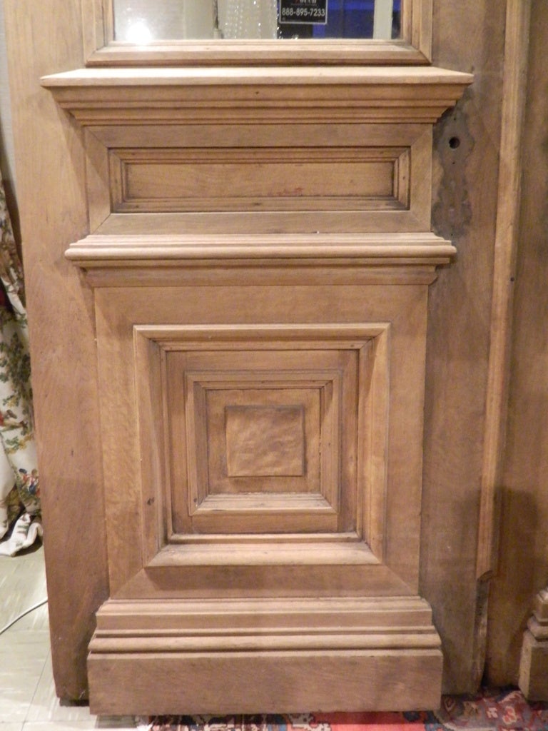 Pair of Monumental Victorian Style Doors with Glass and Carved Panels.  Each door panel is 30