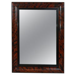 Faux Tortoise Shell Finished Mirror Frame with Black Painted Molding