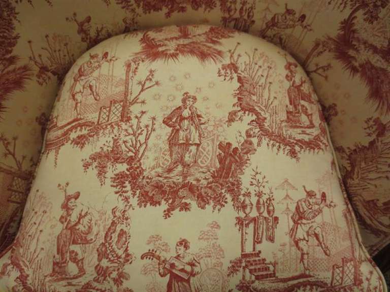 Louis XVI Style Upholstered Carved Mahogany Bergere or Armchair, 20th Century In Good Condition In Savannah, GA