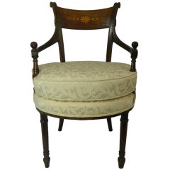 Antique Regency Style Arm Chair with Upholstered Cushion