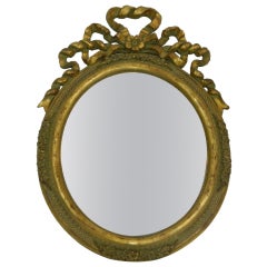Italian Hand-Carved Gold Leaf Oval Vanity Mirror, 20th Century 4