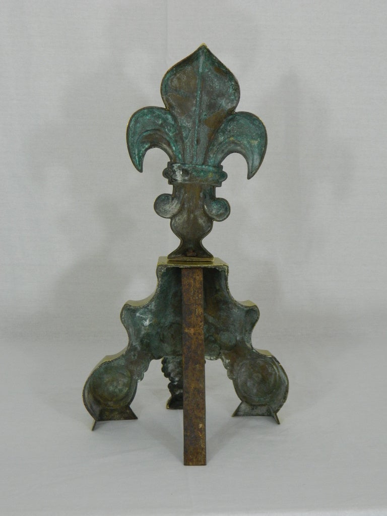 Pair of Chenets or Andirons with Large Fleur De Lys, 19th Century 2
