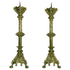 Antique A Fantastic Pair of Oversize Altar Prickets or Candlesticks