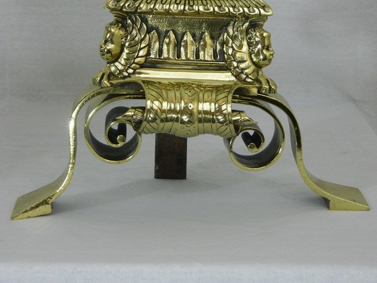 Pair of 19th Century Chenets or Andirons Beautifully Adorned In Good Condition For Sale In Savannah, GA