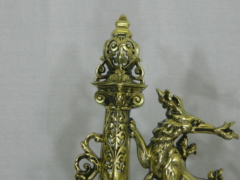 Pair of Chenets or Andirons with a Center Bar or Fender, 19th Century In Good Condition For Sale In Savannah, GA