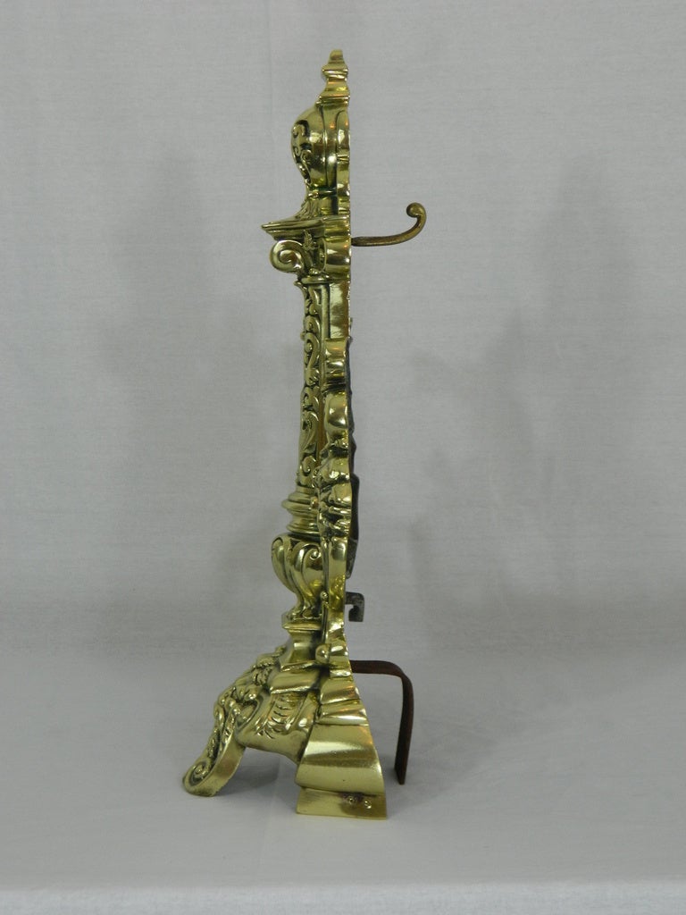 Pair of Chenets or Andirons with a Center Bar or Fender, 19th Century For Sale 3
