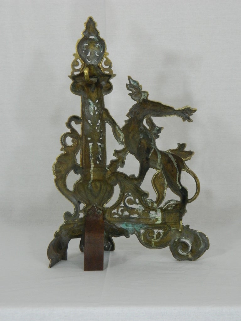 Pair of Chenets or Andirons with a Center Bar or Fender, 19th Century For Sale 4