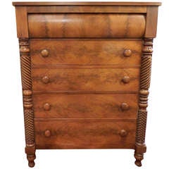 Late 19th Century Five Drawer Federal Chest on Turned Feet