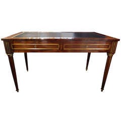 19th Century Louis XVI Style Desk or Bureau Plat with Two Locking Drawers