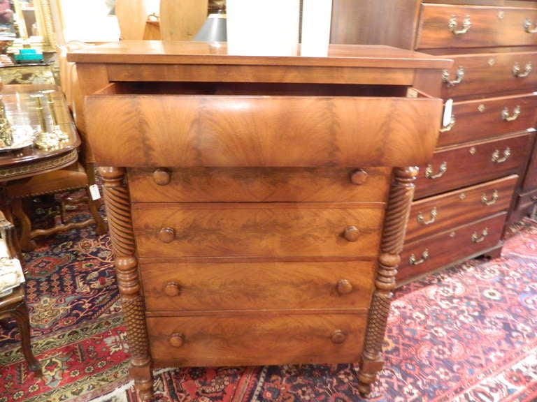 Late 19th Century Five Drawer Federal Chest on Turned Feet 3