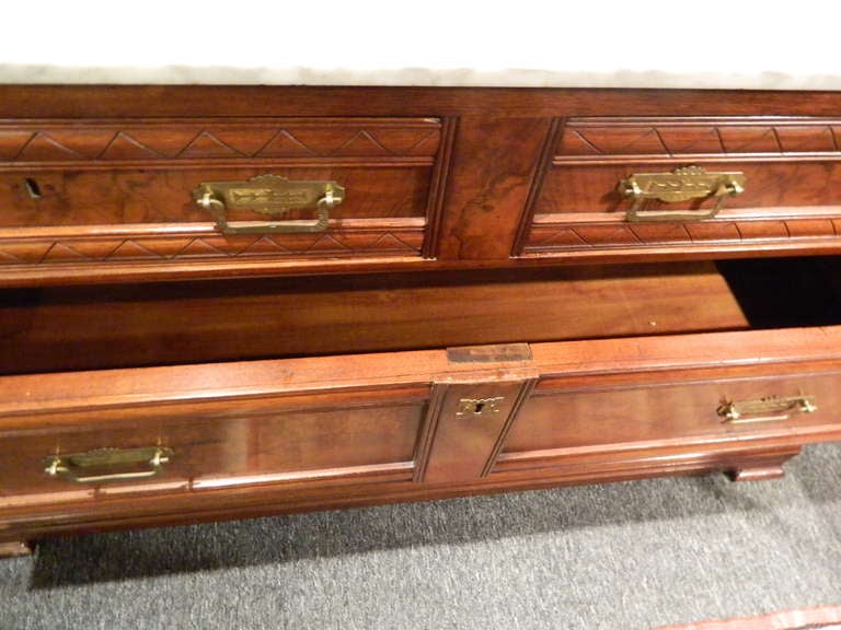 20th Century Victorian Two Over Two Mahogany Chest of Drawers with Marble Top 5