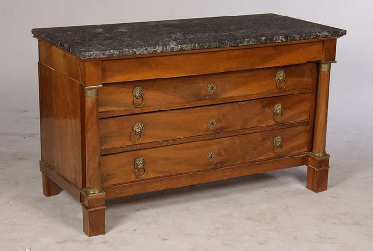 19th Century French Empire Marble Top Commode In Excellent Condition In Savannah, GA