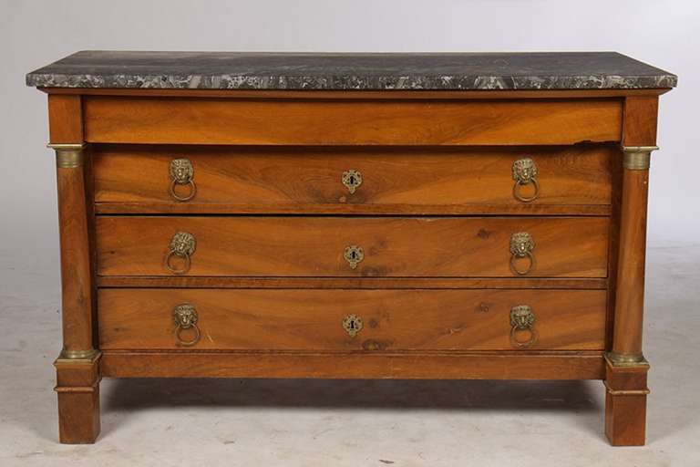 19th Century French Empire Marble Top Commode 1