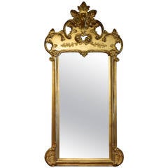 Giltwood Rococo Style Mirror with Carved Scrolling Foliate, 19th Century