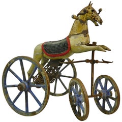 French Wood Horse Tricycle or Toy Riding Horse, 19th Century