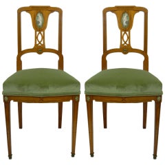 Pair of French Side Chairs Embellished with Decorative Cameos