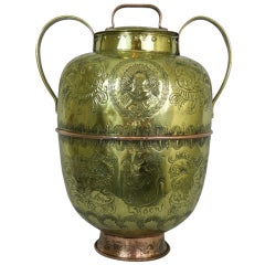 17th Century Dutch Brass Pail with a Handled Copper Top and Bottom