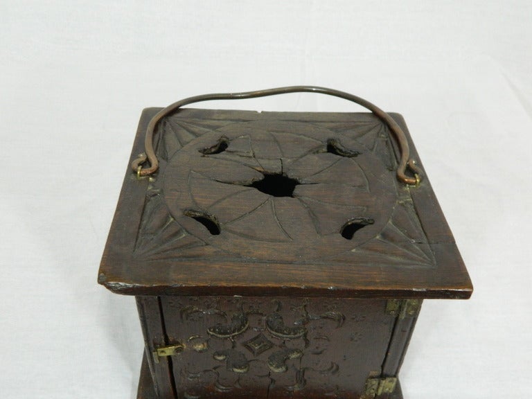 Continental Carved Oak Foot Warmer, 18th Century 1