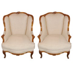 Early 20th Century Pair of French Carved Bergere Chairs 8