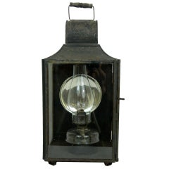 Antique Carriage Gas Lantern with Mercury Glass Reflector