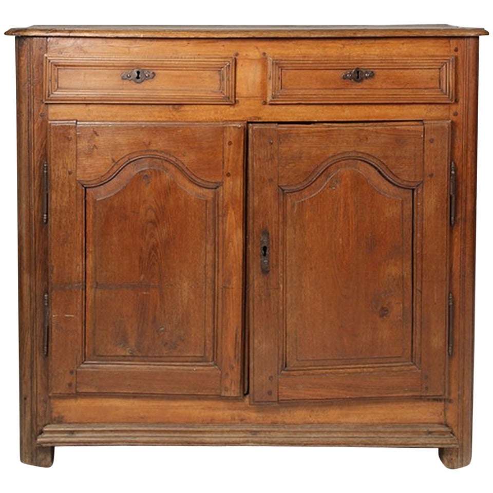 18th Century French Carved Walnut Buffet Over Two Raised Panel Doors