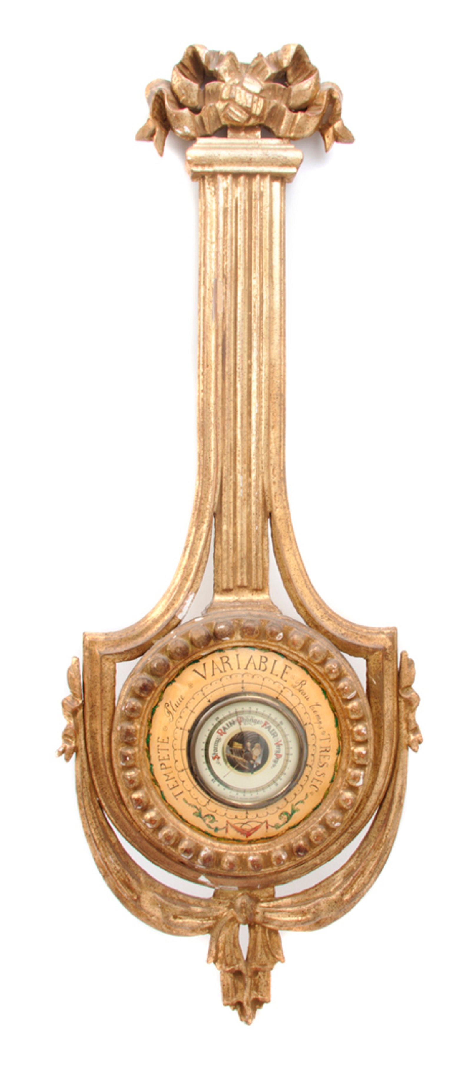 Italian Neoclassical Giltwood Wheel Barometer, 20th Century