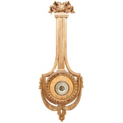 Italian Neoclassical Giltwood Wheel Barometer, 20th Century