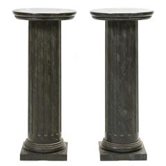 A Pair of Faux Marble Fluted Column Pedestals