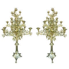 Circa 1860 Pair of Tall Floor Standing Twenty Five Candle Candelabras 9
