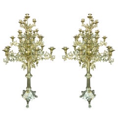 Antique Circa 1860 Pair of Tall Floor Standing Twenty Five Candle Candelabras