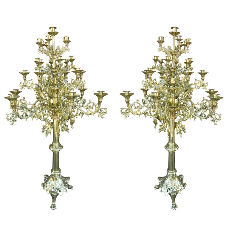 Circa 1860 Pair of Tall Floor Standing Twenty Five Candle Candelabras For  Sale at 1stDibs | large floor standing candelabra, floor standing candelabra  the range, floor standing candelabras