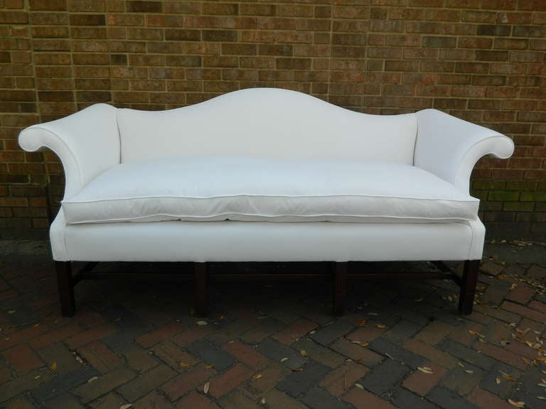 English 19th Century Chippendale Mahogany Camelback Sofa