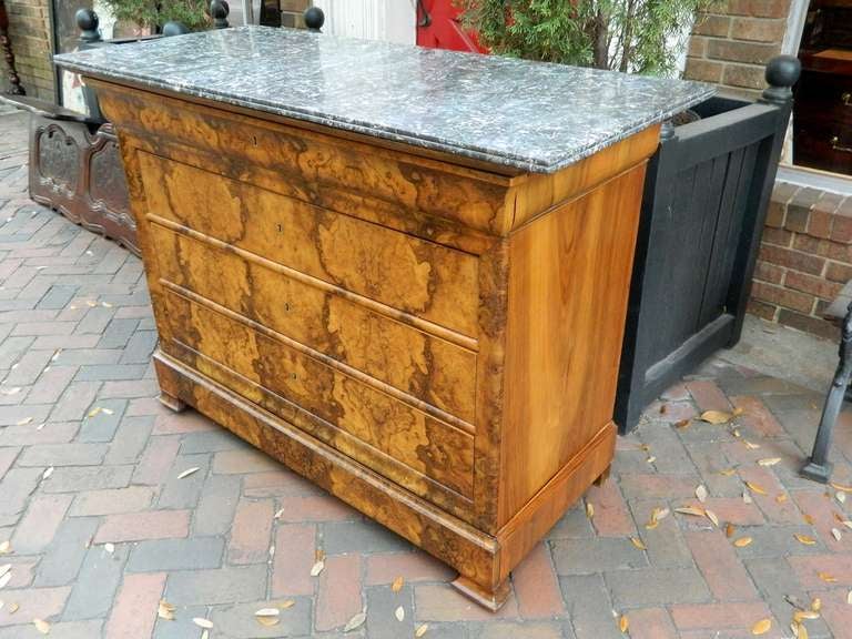 19th Century Walnut Louis Philippe Commode or Chest of Drawers with a Marble Top 1