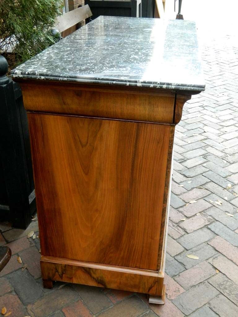 19th Century Walnut Louis Philippe Commode or Chest of Drawers with a Marble Top 2