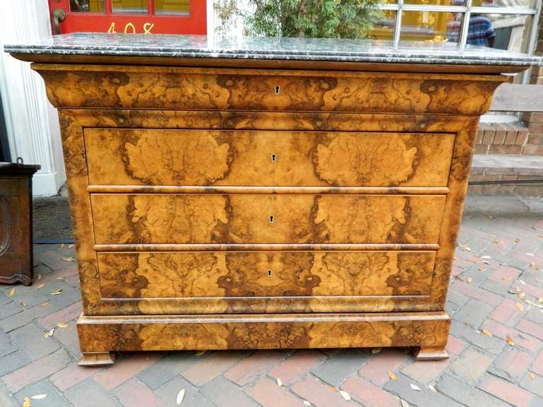 19th Century Walnut Louis Philippe Commode or Chest of Drawers with a Marble Top 3