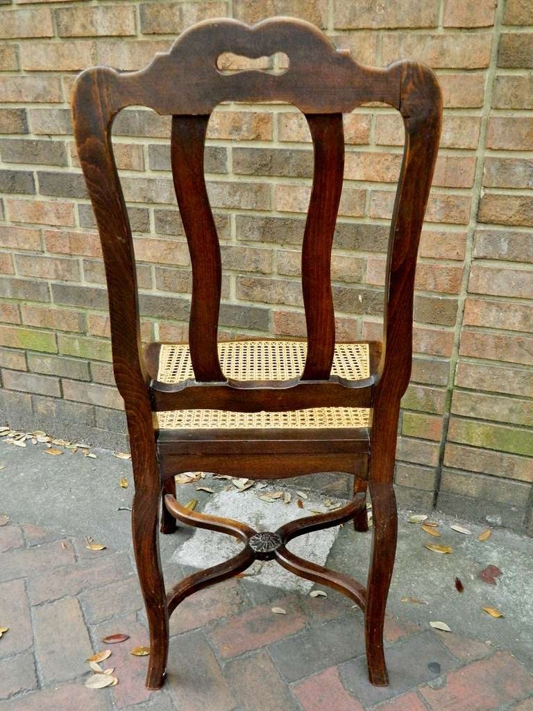 English 19th Century Set of Eight Oak Regency Style Dining Side Chairs with Cane Seats