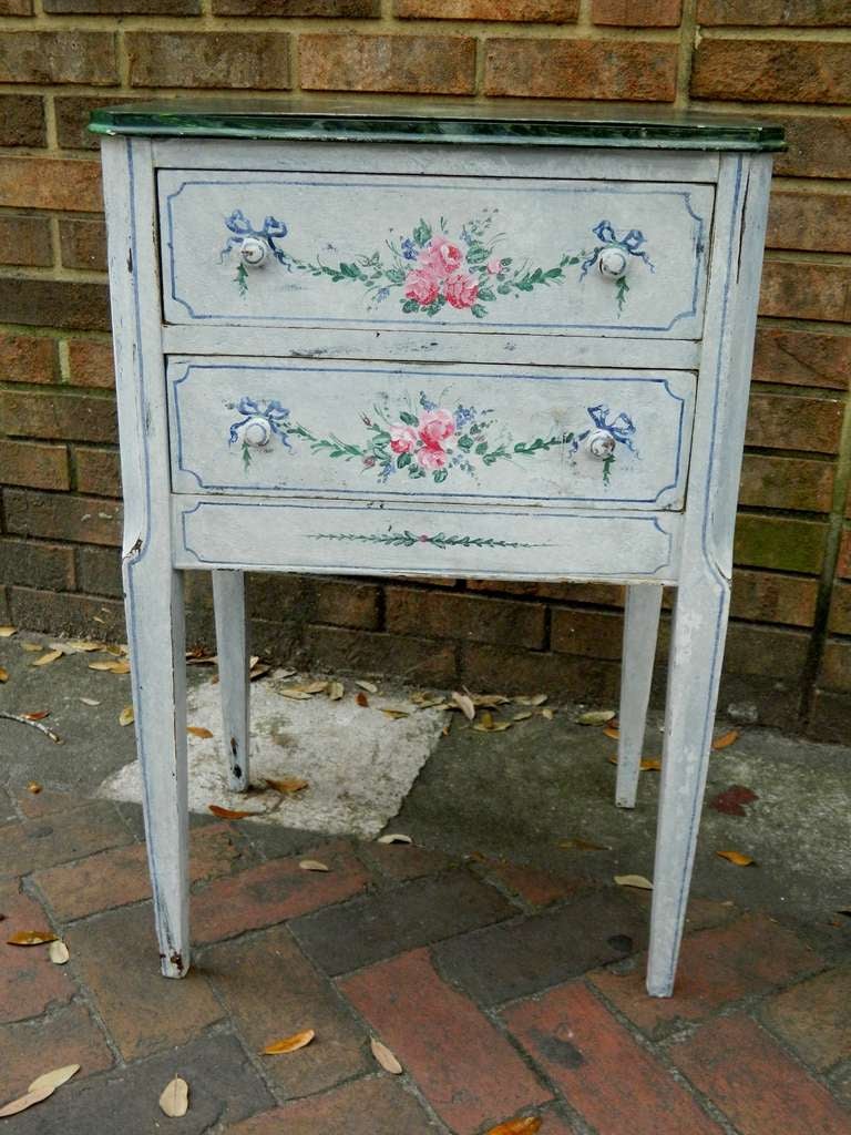 American Hand-Painted Two-Drawer Side Table by Bob Christian, 20th Century