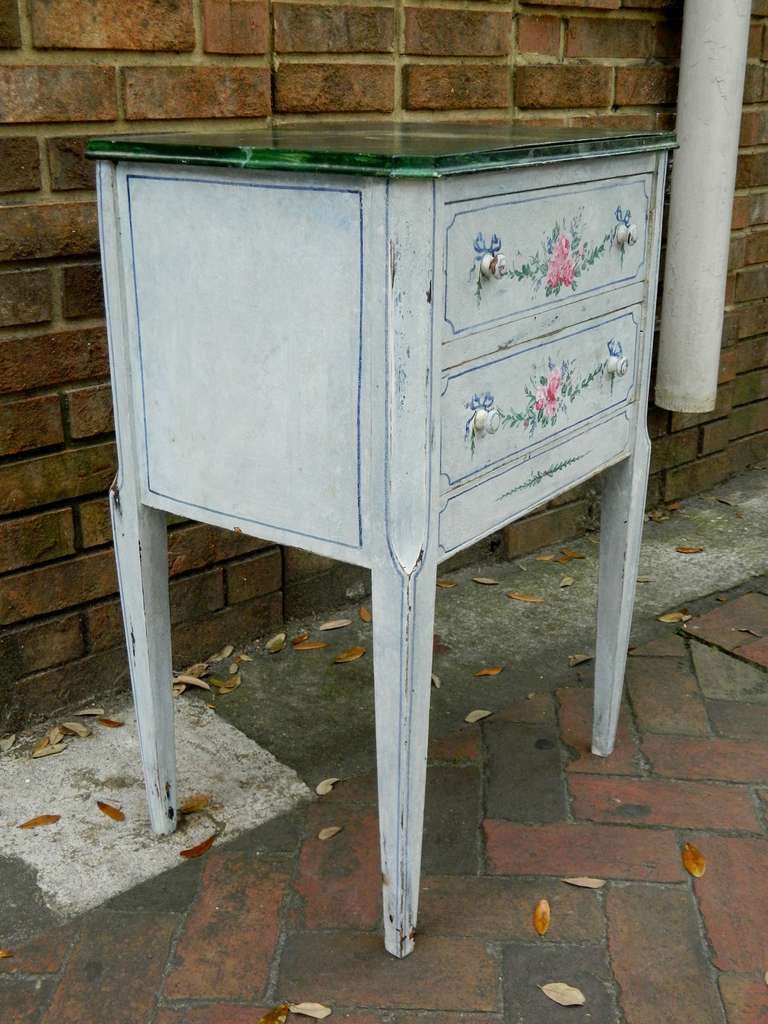Hand-Painted Two-Drawer Side Table by Bob Christian, 20th Century In Excellent Condition In Savannah, GA