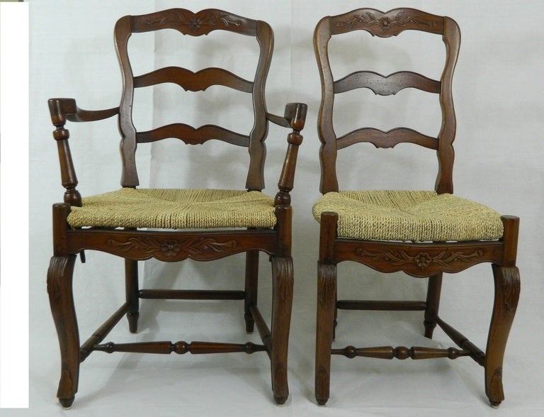 Set of Six French Provincial Style Walnut Dining Chairs For Sale at 1stdibs