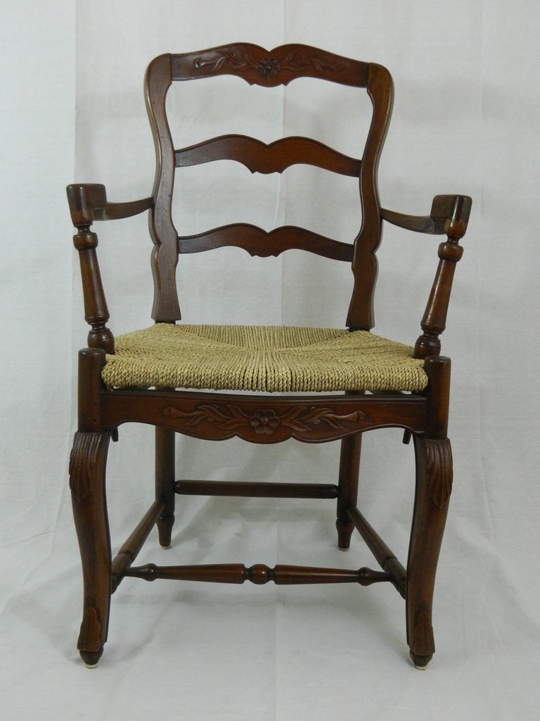 Set of Six French Provincial Style Walnut Dining Chairs For Sale at 1stdibs