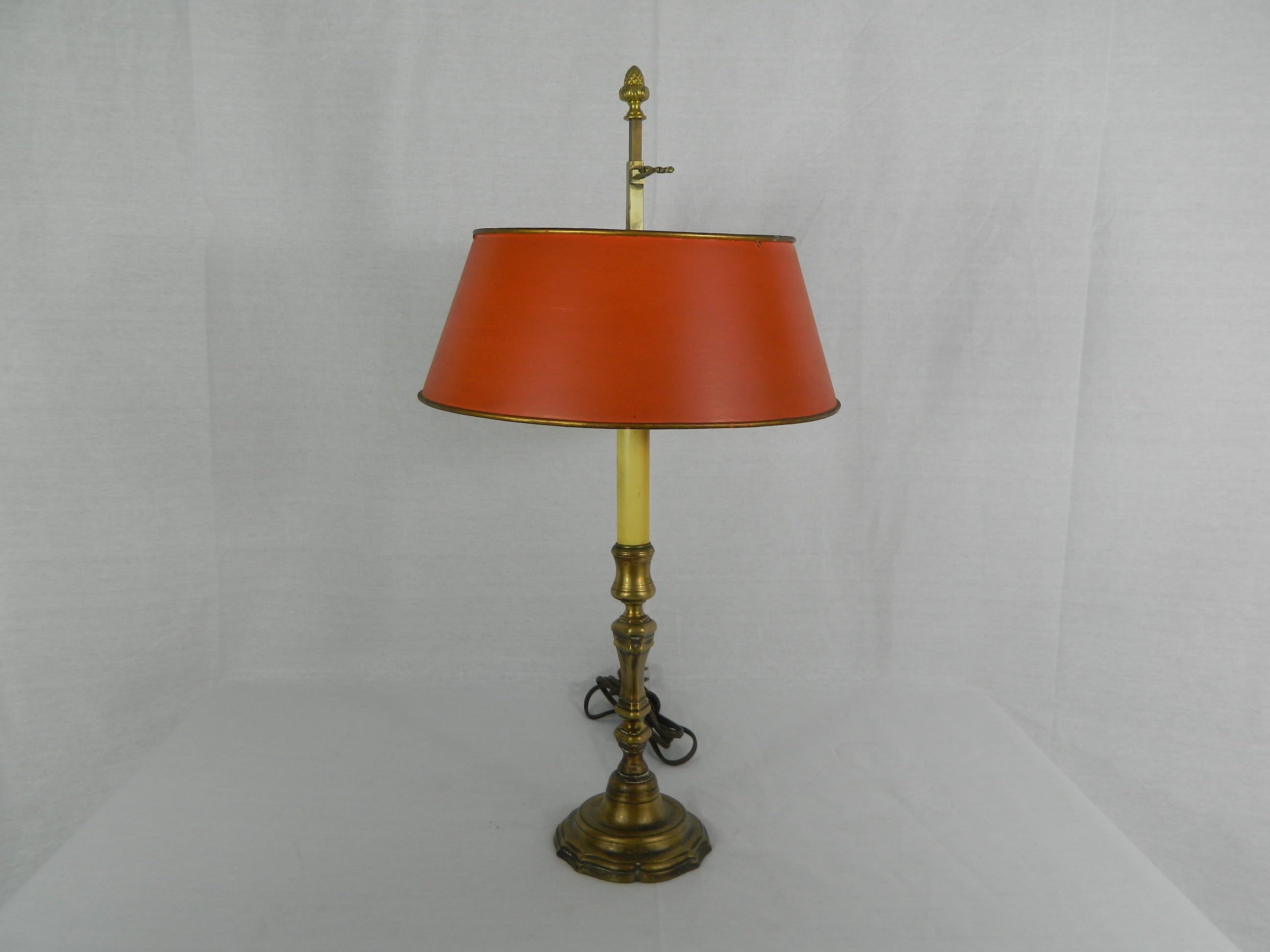 Regence Style Gilt-Metal Candlestick Lamp with a Tin Shade, 19th Century