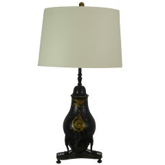 Chinoiserie Decorated Tole Urn Mounted as a Lamp, 19th Century 5